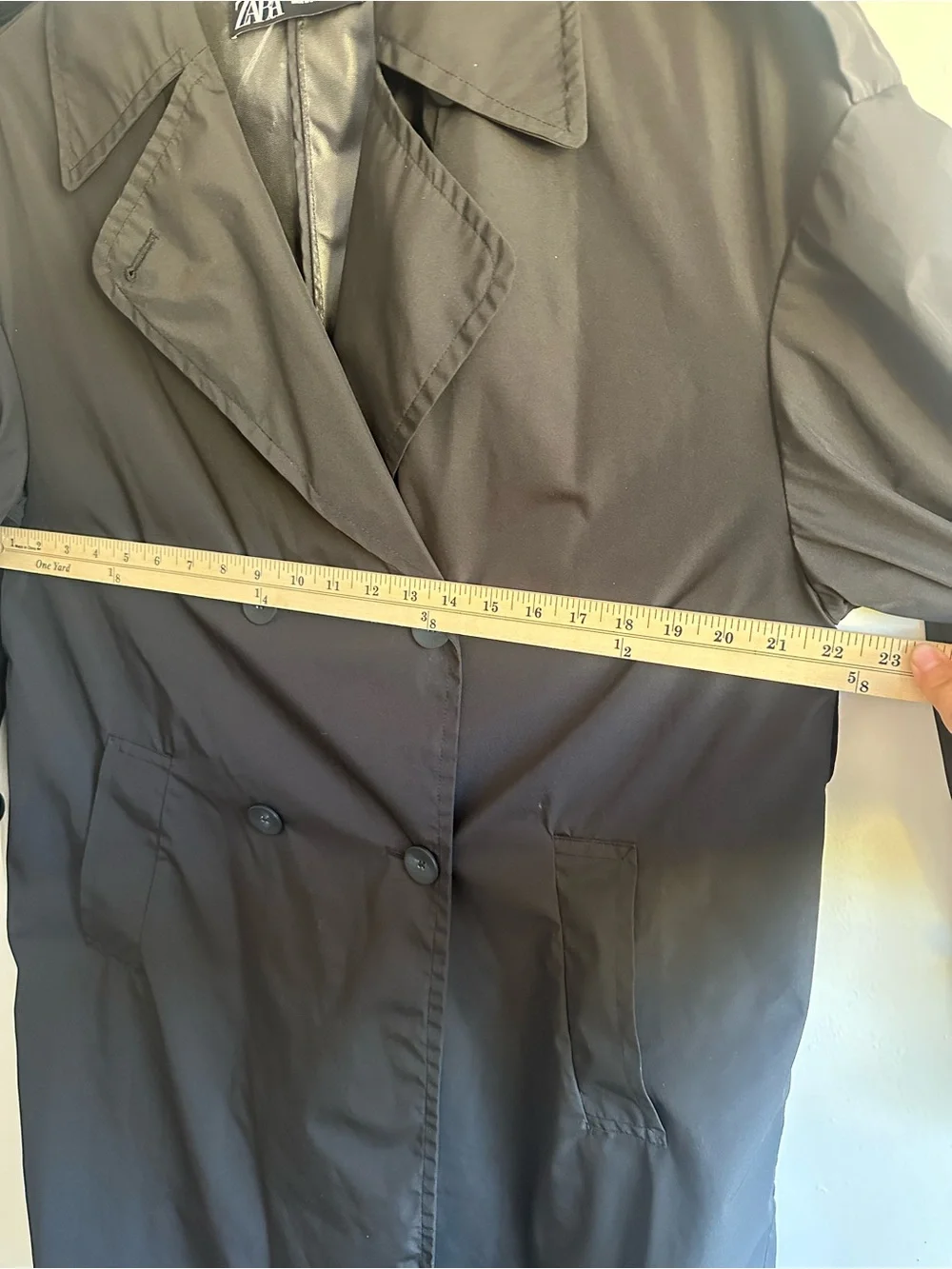 ZARA Black Double-Breasted Trench Coat